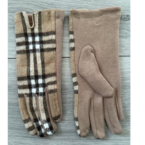 Check Plaid Touch Screen Full Finger Ladies Wool
Gloves with Fleece - Picture 1 of 2